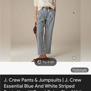 J. Crew Navy and White Striped Pants